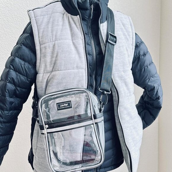 Clear PVC Crossbody Bag Unisex Stadium Approved Transparent Purse - Picture 9 of 9